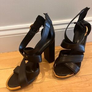 Black Strappy Block Heels